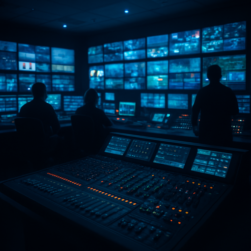 Professional broadcast production control room